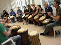 élève en cours de djembe